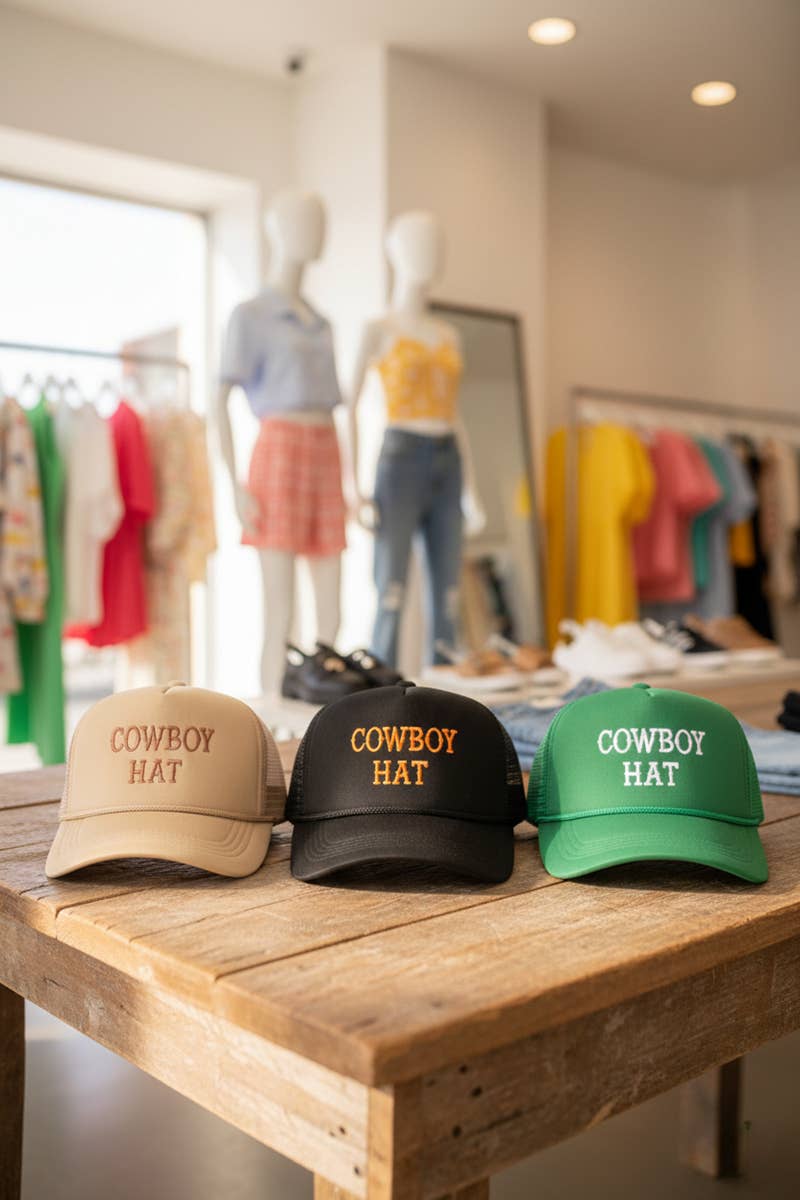 SI-26717 The Cowboy Hat Baseball Mesh Cap Zenana Consgt.