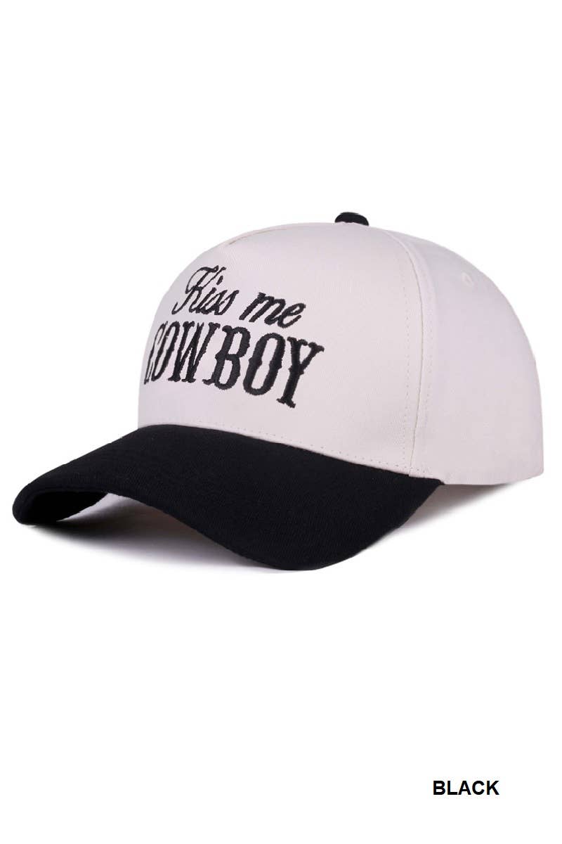 `Kiss Me Cowboy Two Tone Canvas Cotton Cap  Zenana Consgt.