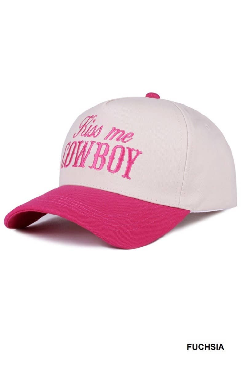 `Kiss Me Cowboy Two Tone Canvas Cotton Cap  Zenana Consgt.