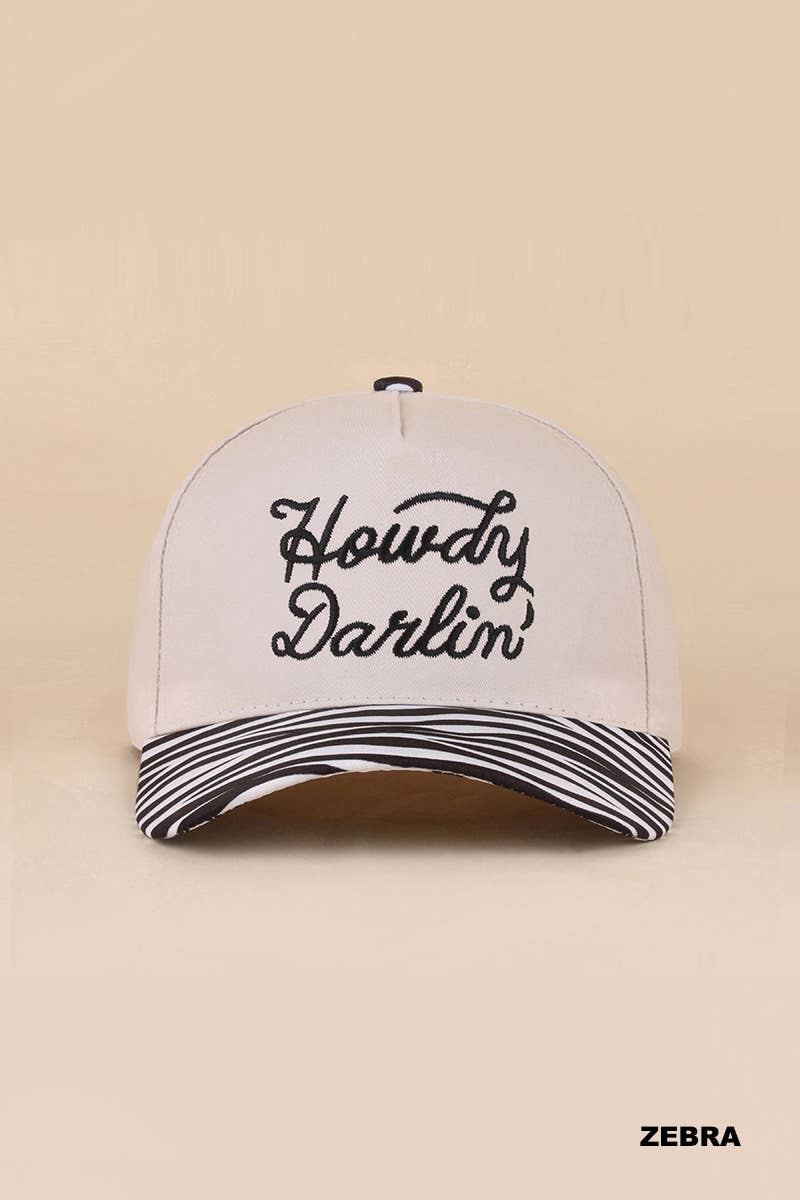 `Howdy Darlin Two Tone Canvas Cotton Cap Zenana Consgt.
