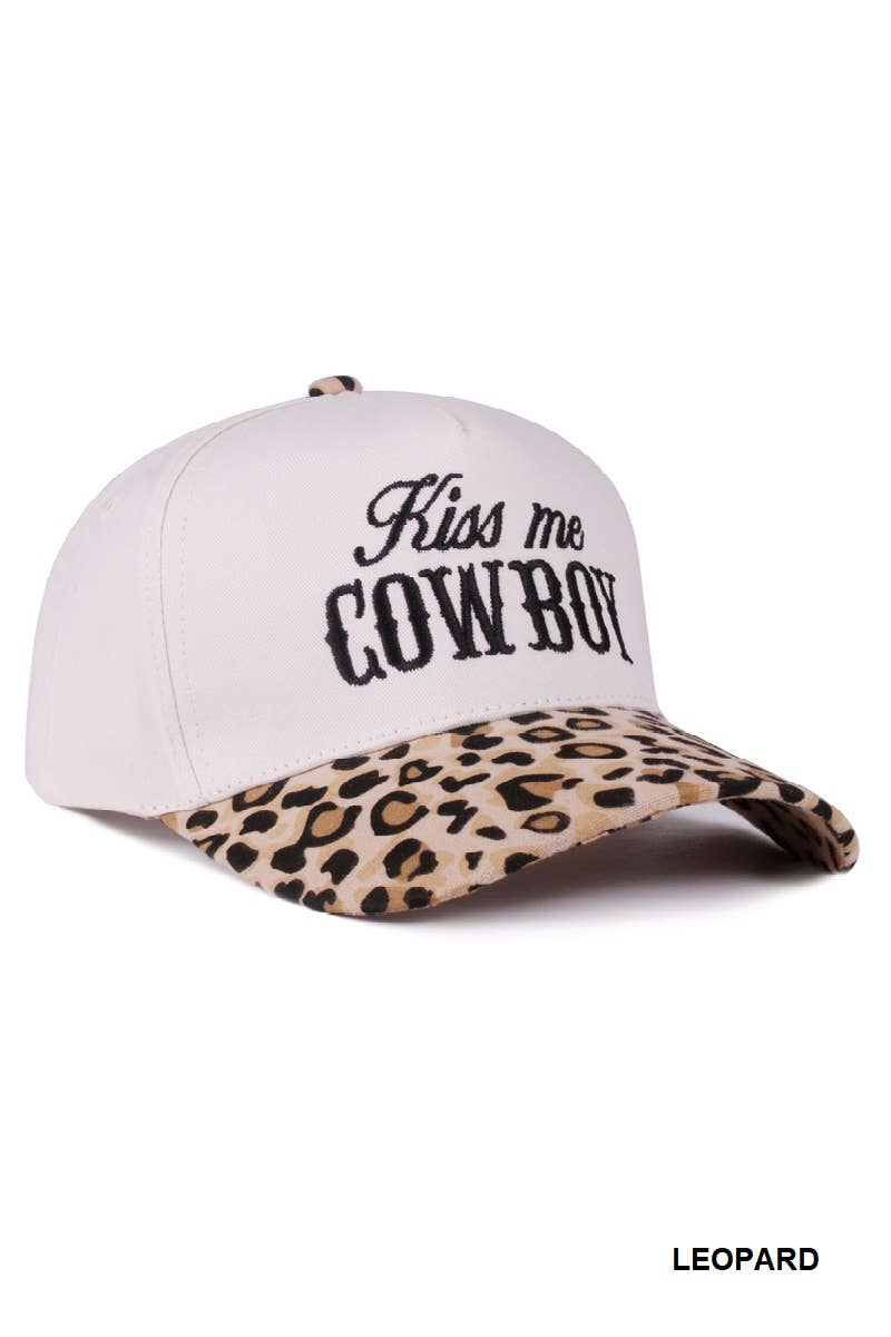 `Kiss Me Cowboy Two Tone Canvas Cotton Cap  Zenana Consgt.