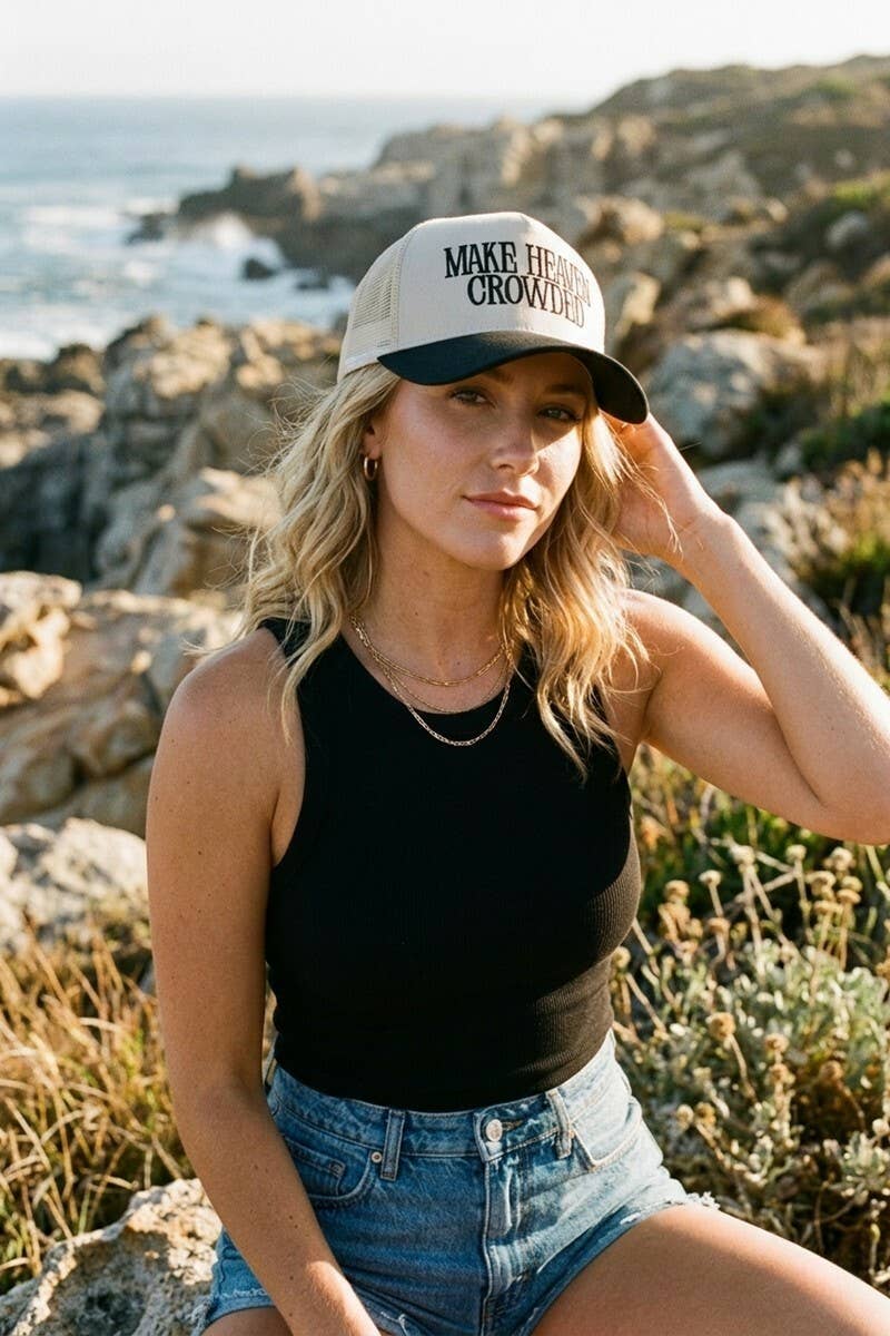 Make Heave Crowded Two Tone Mesh Snapback Hat  Zenana Consgt.