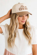 `Kiss Me Cowboy Two Tone Canvas Cotton Cap  Zenana Consgt.