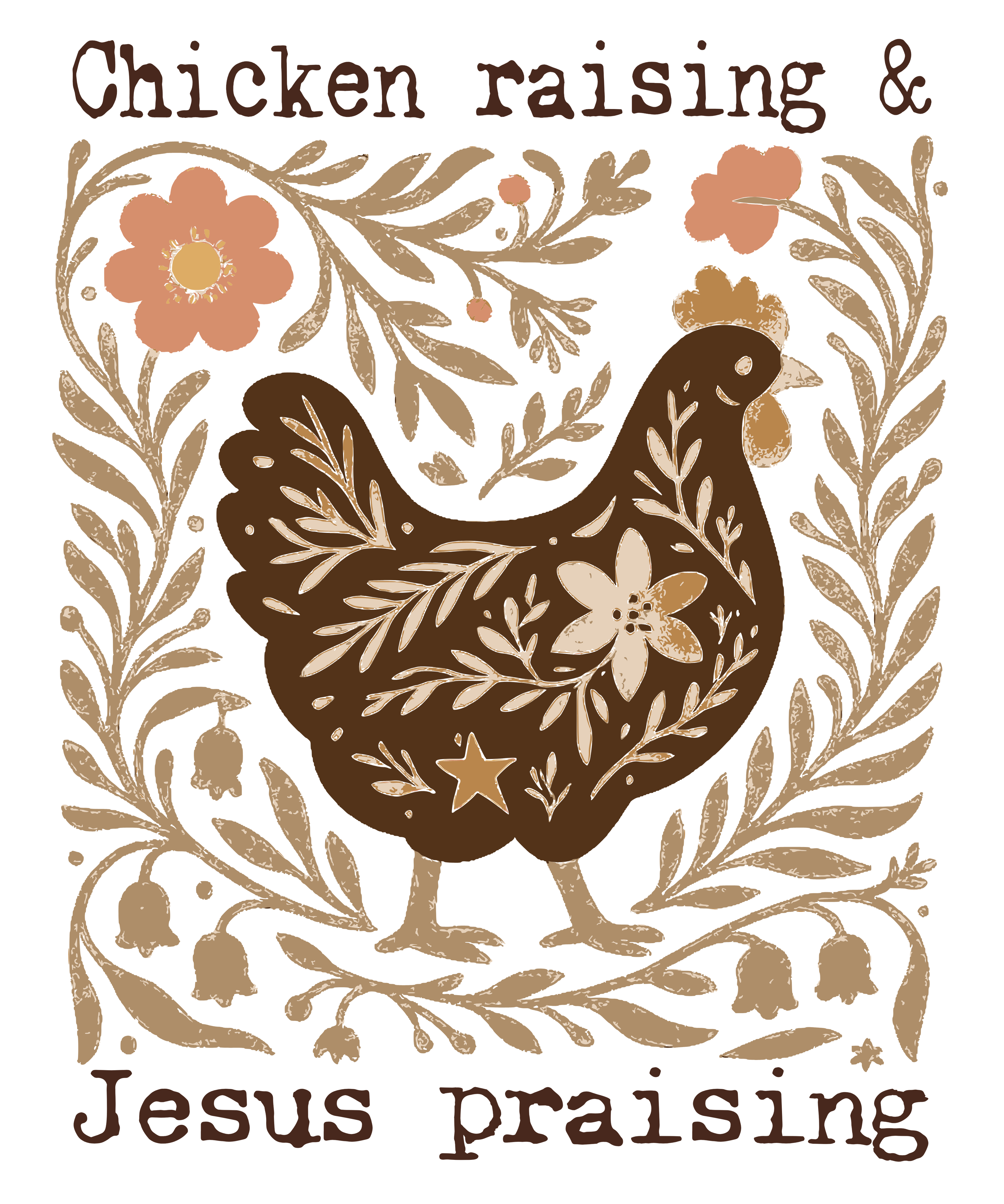 Chicken Raising Jesus Praising Vintage Western Graphic Tee