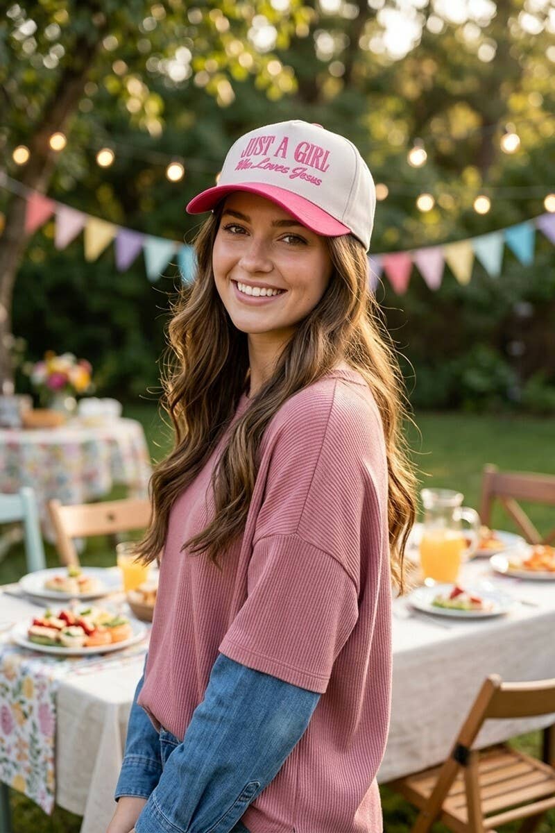 Just A Girl Who Loves Jesus Two Tone Cotton Cap