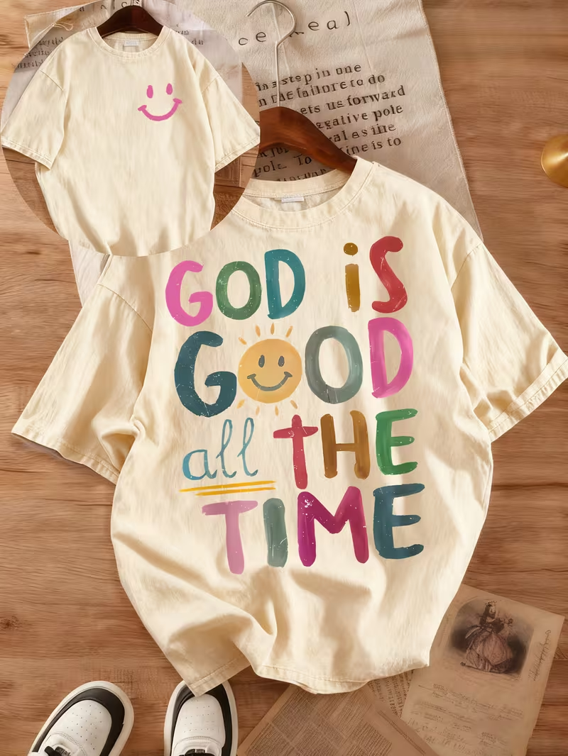 God is Good All the Time graphic tee in cream