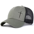 Olive and black cross embroidered trucker cap